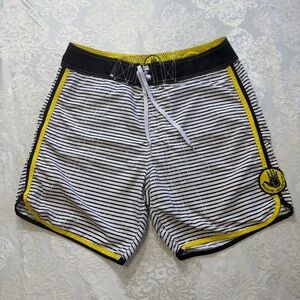Body Glove Men’s Swim Trunks Black & White Stripe Size 32